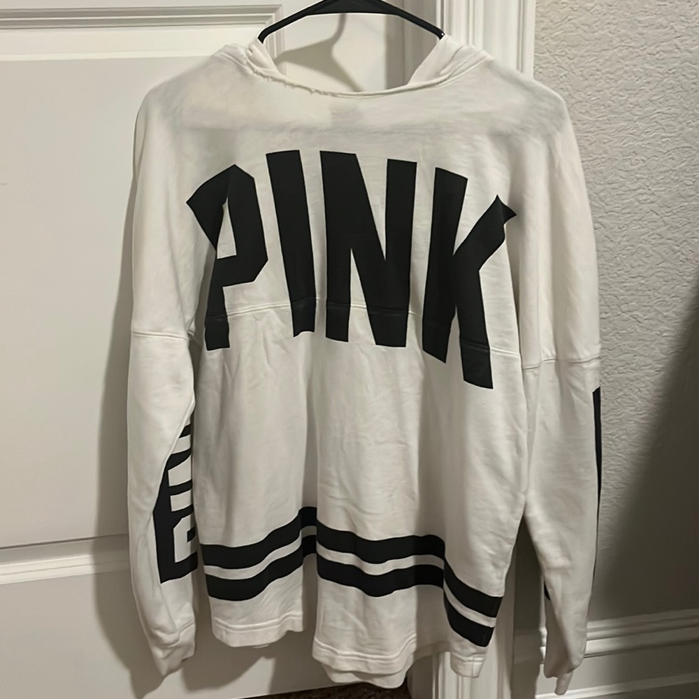 PINK long sleeve white lightweight hoodie